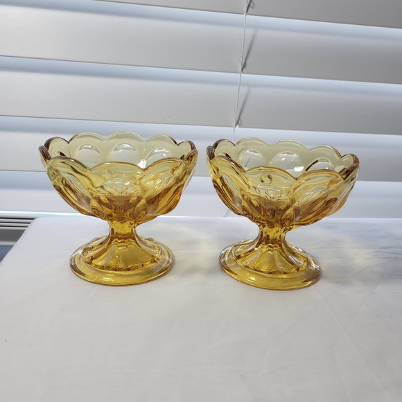 VINTAGE AMBER COMPOTE BOW 2 PICES - Picture 5 of 16